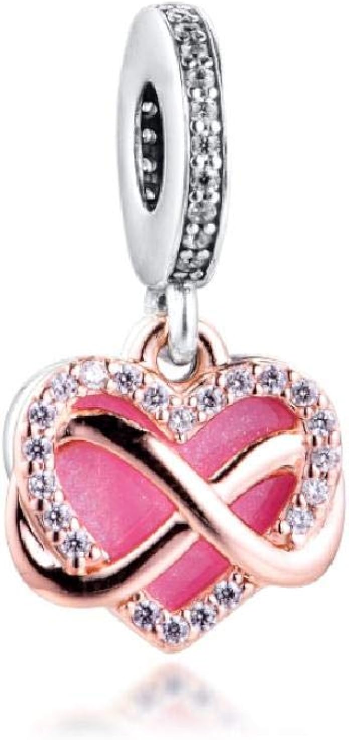 Fits Pandora Bracelet Sparkling Infinity Heart Dangle Charm For Jewelry