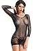 Amoretu Womens Straps Lingerie Fishnet Chemise Cut Out Mini Dress (Black-1201)