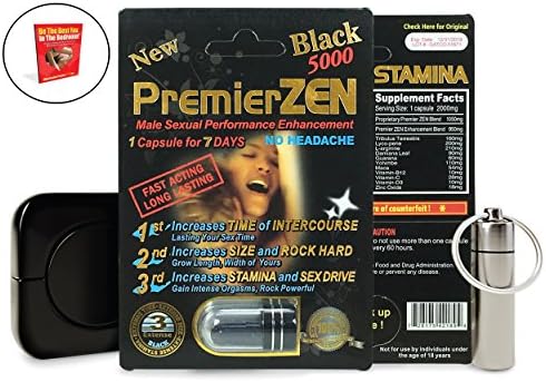 PremierZEN Black 5000 (24) Pack, Natural Male Performance Booster, Increase Energy & Stamina Bundle w/Keychain, Case, Booklet (27 Items)
