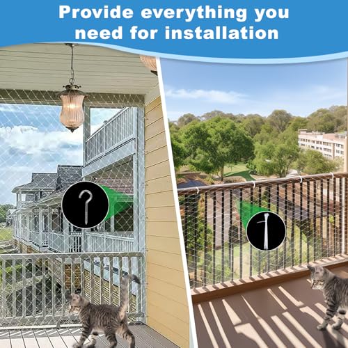 Cat Balcony Netting, 3 x 8 m Transparent Cat Protective Net for Securing Balconies, Terraces, Windows, Skylights and Doors