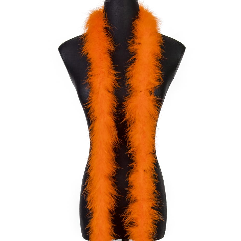 2 Yards 20G Fluffy Marabou orange Feather Boa for DIY Craft Sewing Trim Home Wedding Party Christmas Decoration — image 1