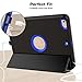 SEYMAC stock Case for iPad 2017/2018, Protective iPad 9.7 inch Smart Cover Auto Sleep Wake with Leather Stand Feature for 5th/6th Generation (A1822/A1823/A1893/A1954) New iPad (Black/Blue)