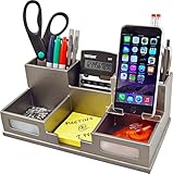 Victor Wood Desk Organizer with Smart Phone Holder, Classic Silver, S9525