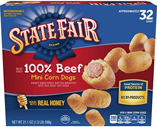 State Fair, 100% Beef Mini Corn Dogs, 32 Count, 21 oz (Frozen)