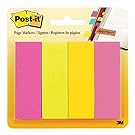 Post-it Page Markers, Assorted Colors, 1 in x 3 in, 50 Sheets/Pad, 4 Pads/Pack (671-4AU)