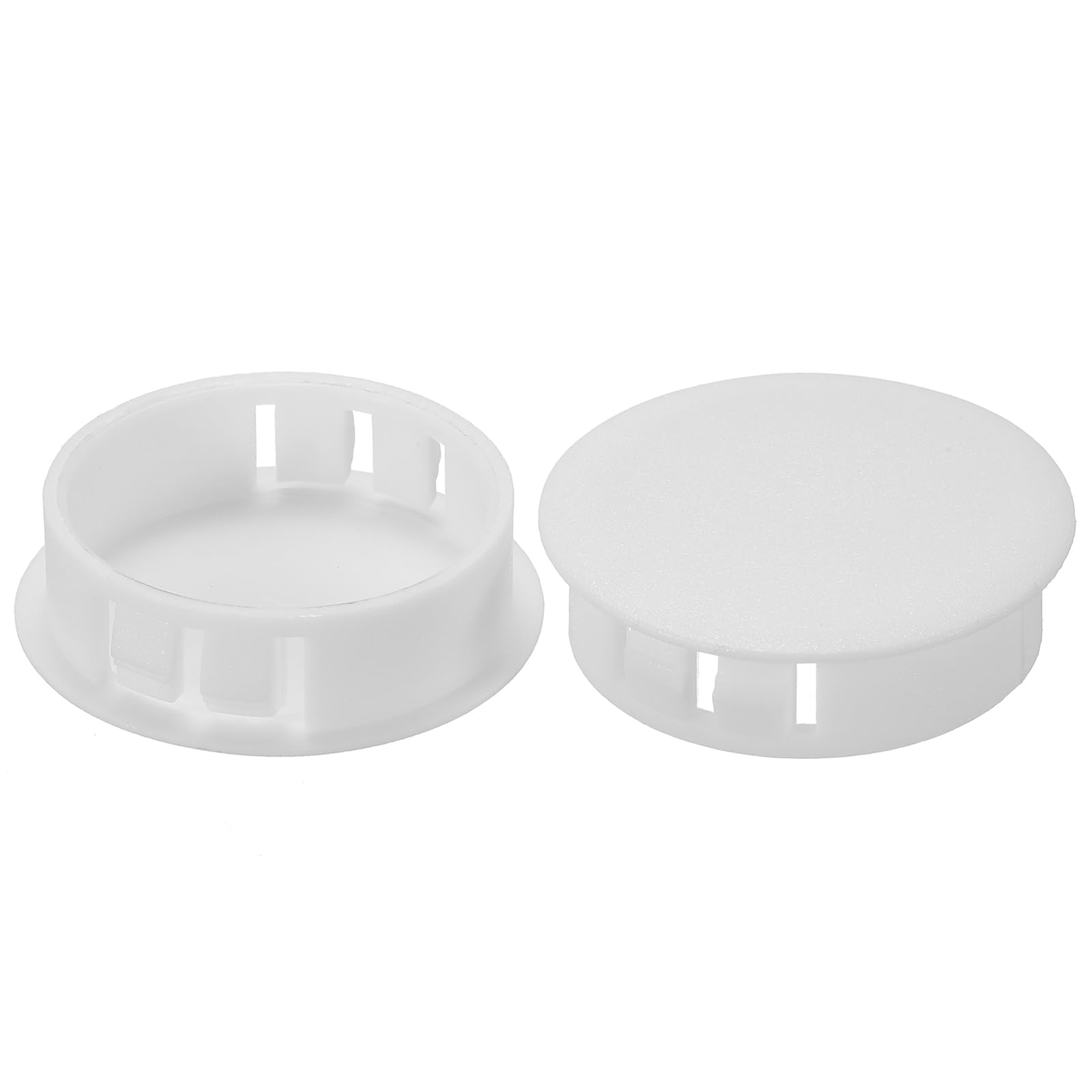 PATIKIL Hole Plugs Plastic, 50 Pcs 35mm(1.4") Screw Bumper Hole Plug Flush Snap Type Round Hole Cover Caps for Round Holes Cabinet Furniture Kitchen, White