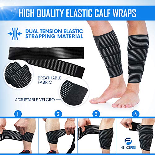 Calf Compression Sleeves and Leg Wraps (4 Piece) Shin Splint Support