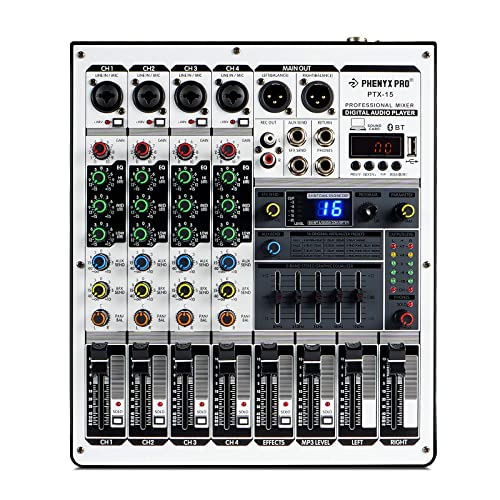 Phenyx Pro Professional DJ Mixer w/USB Audio Interface, 4Channel Sound