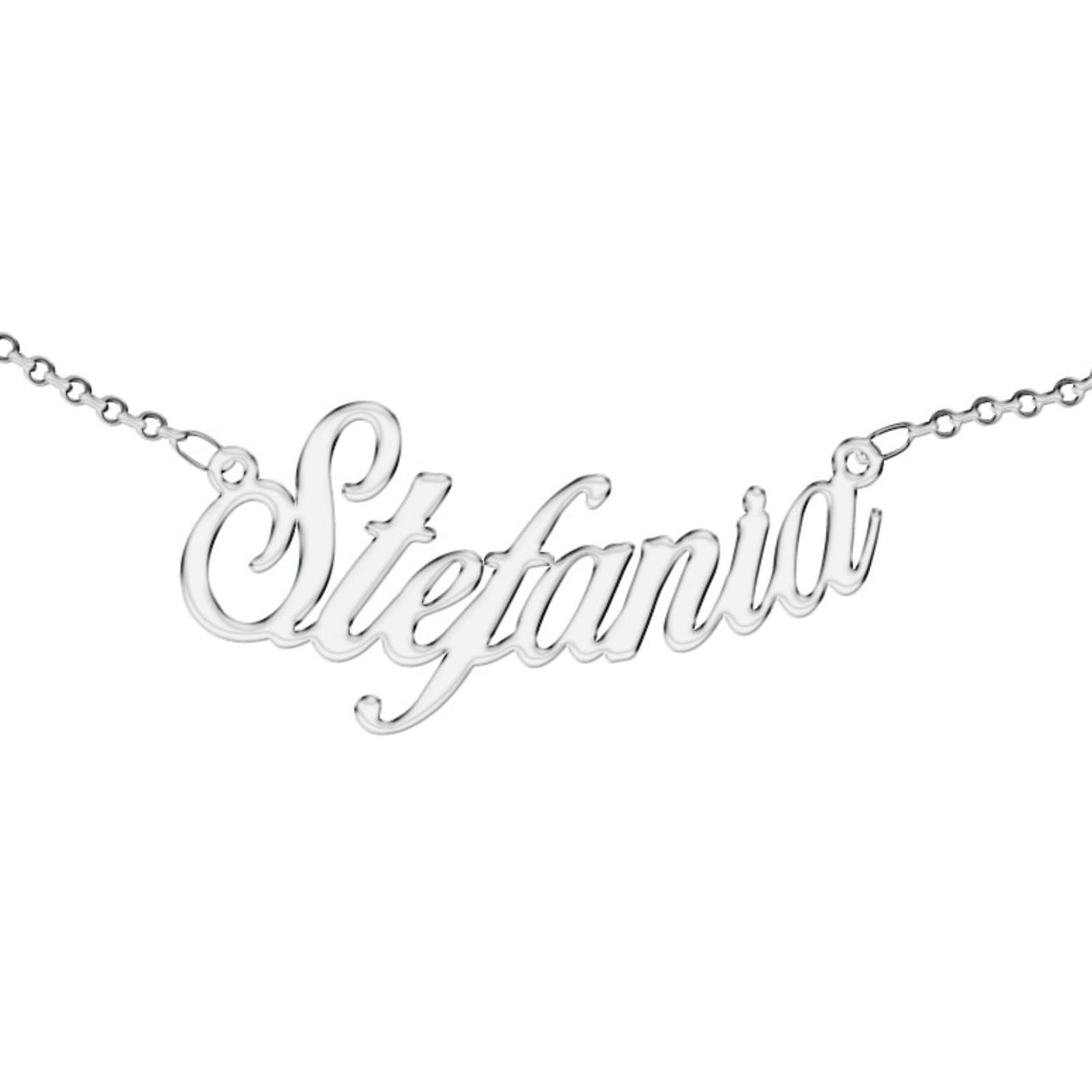 Personalized Necklace, for Woman, with Name. Wear Your Name. Stainless Steel and Hypoallergenic. Silver colour. Designed in Italy. (Stefania) — image 1