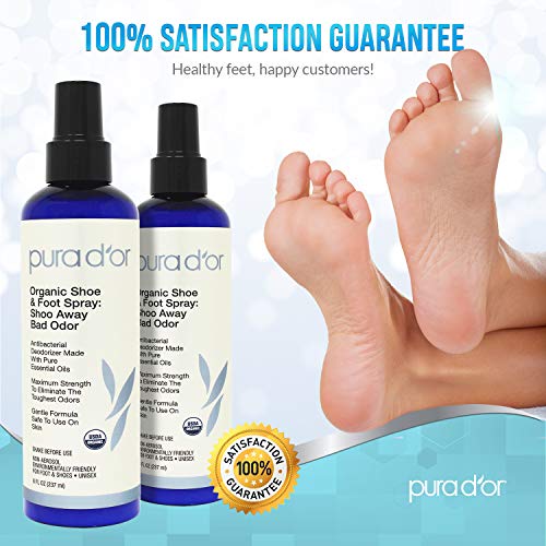 image for PURA D'OR Organic Shoe and Foot Spray: Shoo Away Bad Odor 8 oz - USDA 
