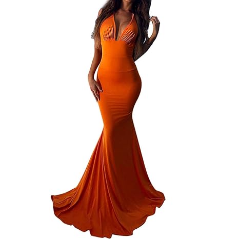 orange bodycon maxi dress