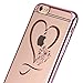 iPhone 8 Plus Case,iPhone 7 Plus Case,PHEZEN Clear Soft TPU Case with Mini Love Heart Bling Crystal Rhinestone Diamonds Plating Rose Gold Frame Silicone Gel Back Case for iPhone 7 Plus, Love Heart