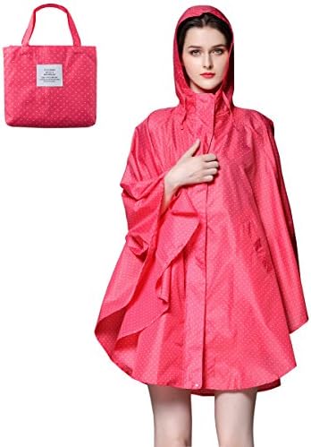 Aeman Women's Waterproof Rain Poncho Lightweight Hooded Raincoat Outdoor Travel Portable Rain Jacket with Pockets