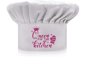 AGMDESIGN Queen of The Kitchen Funny Chef Hat, Funny Chef Wear, Adjustable Kitchen Cooking Hat for Men & Women White, Mother's Day/Father's Day/Birthday Gift for Him, Her, Mom, Dad, Friend