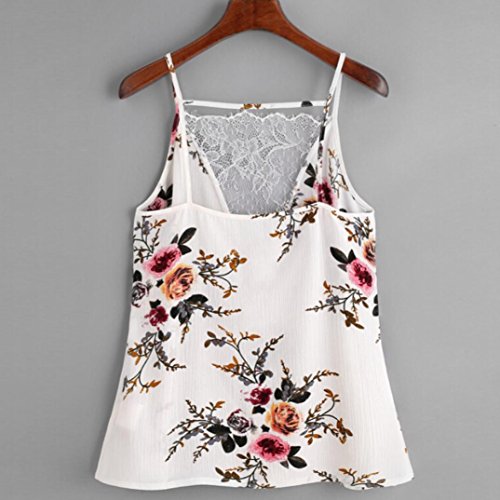 CieKen Women Elegant Garment Lace Vest Top Sleeveless Casual Tank Blouse Summer Tops T-Shirt Clothes (L, White)