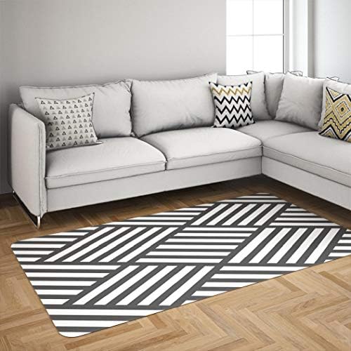 Geometrics Gzoey Area Rugs,Geometric Black and White Striped Wicker Line Stripe Rugs for Living Room Badroom Dorm Rug 5'x7' Carpet White