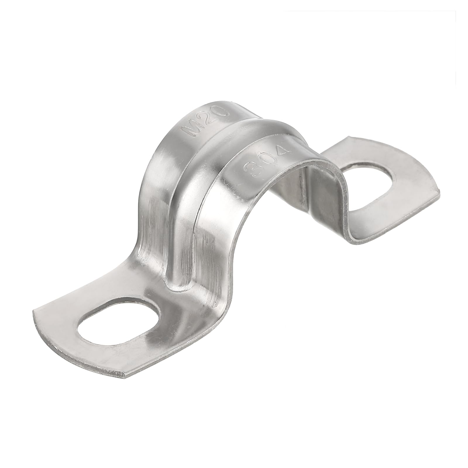 sourcing map 20mm(0.8") Rigid Pipe Strap, 2 Holes Tube Straps 304 Stainless Steel Tension Tube Clamp 4pcs