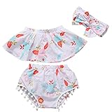 2017 Baby Girls Floral Off Shoulder Tube Top+Tassel Shorts+Bow Headband 3 Pcs Outfits Sets Baby Girl Clothes