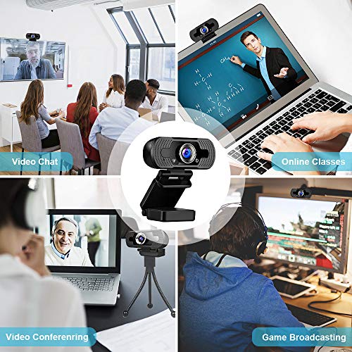 MetFut 1080P Full HD Webcam USB PC Computer Camera with Microphone Smart Streaming Web Cam for Laptop Desktop Notebook, Video Calling, Recording, Conferencing, Gaming