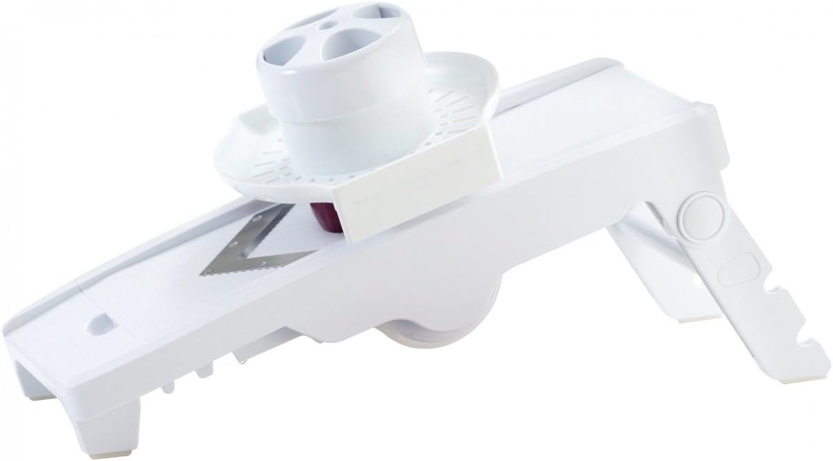 Kitchen Craft 5-in-1 Mandoline Vegetable Slicer and Grater with Adjustable Settings, Gift Boxed, Plastic/Steel, White