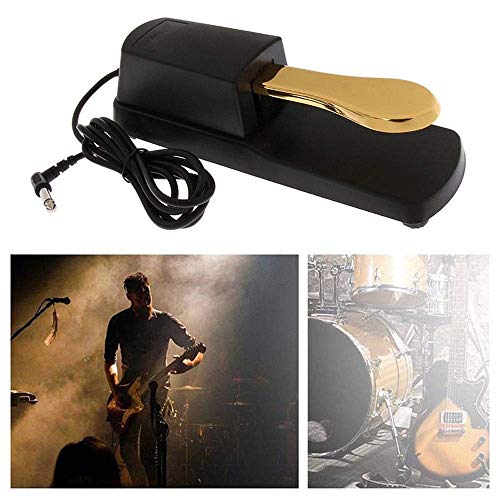 Sustain Pedal for Keyboard, Damper Sustain Pedal, 6 feet Cable with 1/4 inch Plug for Yamaha Piano Casio Keyboard Sustain Ped, Yamaha, Roland, Casio, Korg, Behringer, Moog - Universal Foot Pedal-Gold