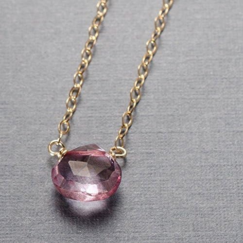 Light pink quartz stone 14K gold filled necklace