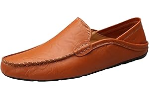 SywzX&xfybz Men's Premium Genuine Leather Casual Slip on Loafers Breathable Driving Shoes Fashion Slipper