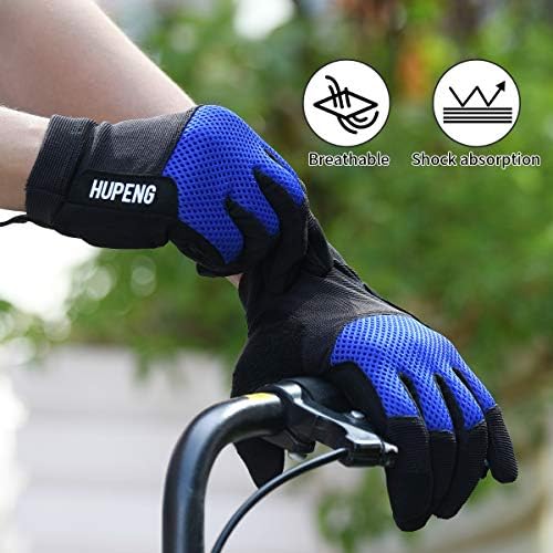 Pair of Hupeng mountain biking gloves with mesh design.