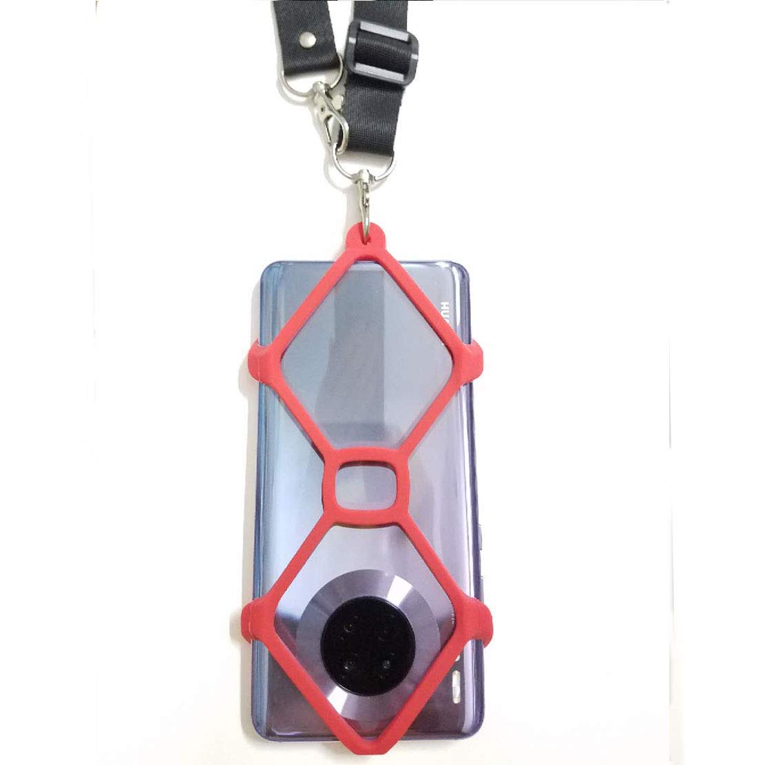 MOJÜROCZY Universal Phone Lanyard Silicone Case Holder fit 4.5''- 6.5'' Smartphone with Adjustable Neck Strap for iPhone 11 Pro X 8 7 6 Plus SE Samsung Galaxy Note Huawei (Red)