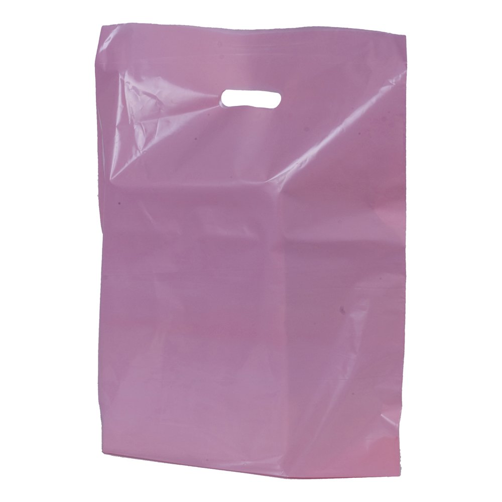 Pink Plastic Carrier Bags - 38cm x 46cm + 7cm - (1 BOX - 50 BAGS)