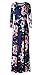 LiMiCao Women Autumn Fashion Printed Long Dress Three Quarter Sleeve Retro Vintage Flower Casual Floor Length Maxi Dress (S, Blue)