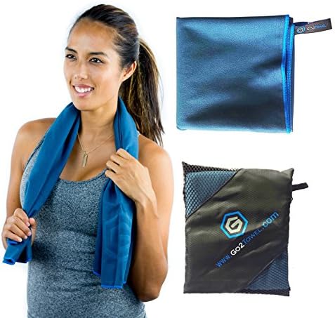 Microfiber Beach Towel Best for Travel, Sports, Camping, Yoga, Fitness, Gym | Antibacterial, Quick Dry, Super Absorbent, Light | Includes FREE Bag | Get Toweled NOW! SMALL (20 x 40 in.) - Navy Blue