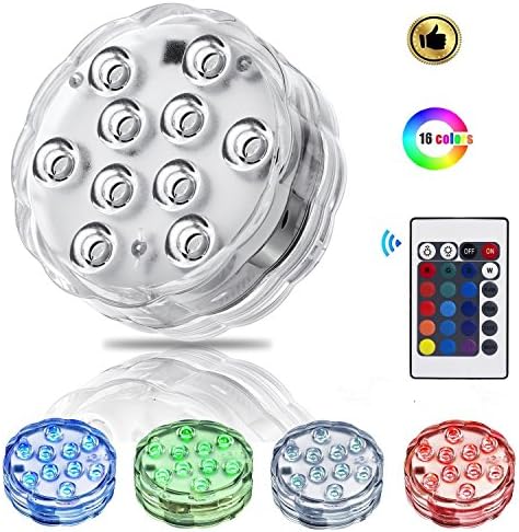 Sanvan Remote Submersible Led Lights,Pool Lights,Multi Color Remote Controlled Submersible LED Lights,IR Remote Controlled 10-LED Submersible Light (4)