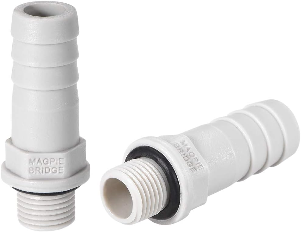 sourcing map PVC Barb Hose Fitting Connector Adapter 10mm or 25/64" Barbed x 1/8NPT Male Pipe 2pcs, Grey, 25/64" x 1/8NPT