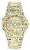 Fanmis Luxury Round Rhinestone Stainless Steel Watches Unisex Classic Analog Display Japanese Quartz Watch