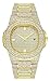 Fanmis Luxury Round Rhinestone Stainless Steel Watches Unisex Classic Analog Display Japanese Quartz Watch