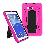 Galaxy Tab A 7.0 Case by KIQ (TM) Heavy Duty Hybrid Silicone Skin Hard Plastic Case Cove for Samsung Galaxy Tab A / A6 [T280 & T285] - Black/Hot Pink
