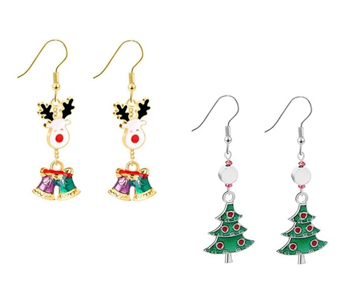 2 Pairs Fashion Christmas Earrings Women Long Drip Earrings Beauty