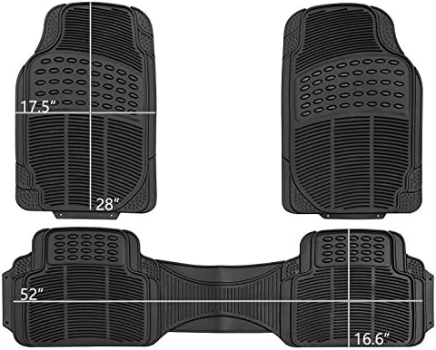 DriveComforts PIC AUTO Universal Rubber Floor Mats for Car, SUV, Van & Trucks (3-piece, black)