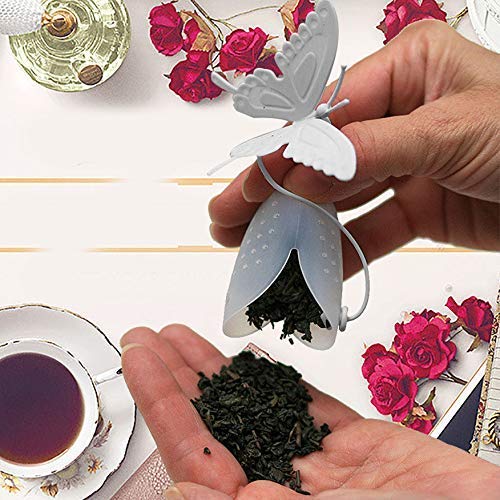 Tvoip Teesieb in Schmetterlingsform, ungiftig, wiederverwendbar, Silikon, 5 Stück – Bild 6