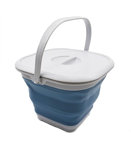 SAMMART 2-Pack Collapsible Square Buckets - 8.5L (2.2 Gallon) Foldable Water Pails, Grey - View #3