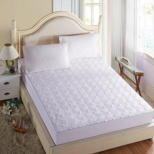wonbye Mattress Protector, Hypoallergenic Down Alternative Quilted Fitted Mattress Cover - Mattress Topper Cover with Deep Pocket (Queen, White)