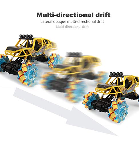 RC Car,Remote Control Car,Stunt Car Toy, Drift Stunt Car Drive Off-Road Vehicle 360° Flips Truck Remote Control Programmable Car As Gifts for Boys & Girls Adults (Yellow) - Thumbnail 3