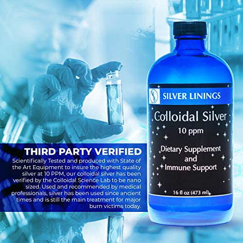 Silver Linings Colloidal Silver Liquid Hydrosol, 10 PPM, Immune Support for Adults, Kids, Pets, Fish, and Plants, 16 oz Glass Bottle - Thumbnail 5