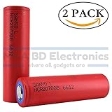 Panasonic Sanyo NCR20700B High Drain Li-ion 3.6V 4250mAh 10A Rechargeable Flat Top Battery, (2 Pack) by M&A BD Electronics