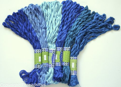 New ThreadNanny 60 Skeins of Silky Hand Embroidery Cross Stitch Floss Threads - BLUE TONES