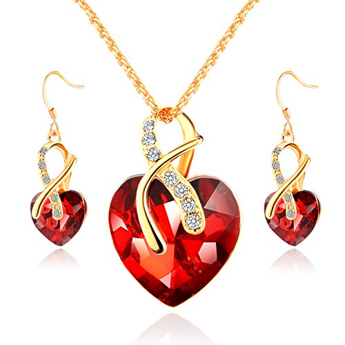 Morenitor Gold Plated necklace Sets For Women Crystal Heart Necklace Earrings Jewellery Set Bridal Wedding Accessories