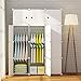 KOUSI Portable Clothes Closet Clothing Storage Plastic Dresser Shelves Armoire Wardrobe Moving Boxes Rack Bins Shelf Closet for Bedroom Organizers and Storage, White, 6 Cubes 2 Hanging Sections
