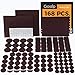 GOSSIP 168 Pcs Premium Furniture Felt Pads – Brown Heavy Duty Adhesive Floor Protectors for Furniture Legs. Assorted Sizes with Noise Dampening Rubber Bumpers. Furniture Sliders for Hardwood Floors