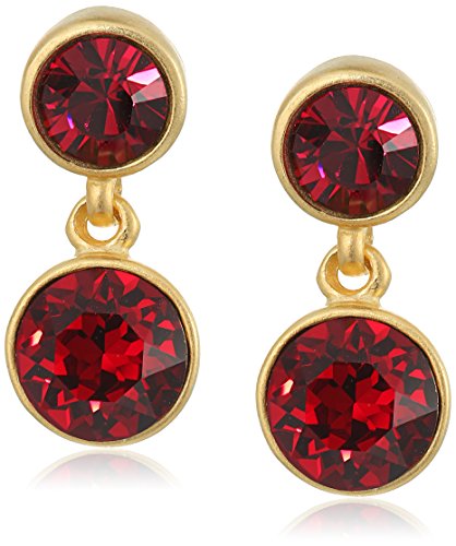 Kenneth jay lane 2 drop post earring in gold ruby drop earring